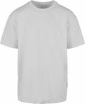 The BY102 by Build Your Brand is a plain white T-shirt featuring a classic crew neck and short sleeves, set against a white background.