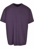 The BY102 from Build Your Brand is a plain dark purple t-shirt displayed against a white background. It has short sleeves and features a crew neckline.