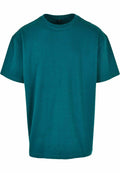 A plain teal T-shirt with a round neckline and short sleeves, featuring a casual and relaxed fit, shown on a white background. The shirt is from the Build Your Brand collection, model BY102.