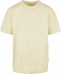 A plain, light beige BY102 T-shirt by Build Your Brand is displayed against a white background. It features short sleeves and a round neckline, embodying a simple and classic style.