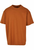 The BY102 by Build Your Brand is a plain orange-brown T-shirt, showcased against a white background, featuring short sleeves and a round neckline.