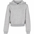The BY113 hooded sweatshirt from Build Your Brand, featuring a gray color and long sleeves, is displayed flat against a white background.