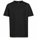 Product BY116 by Build Your Brand, a plain black T-shirt, showcased on a white background.