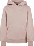 A plain beige Build Your Brand BY117 hoodie featuring a front pocket and ribbed cuffs.