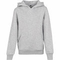 Product BY117, a gray hoodie from Build Your Brand, features a front pocket and drawstring hood, shown on a plain white background.