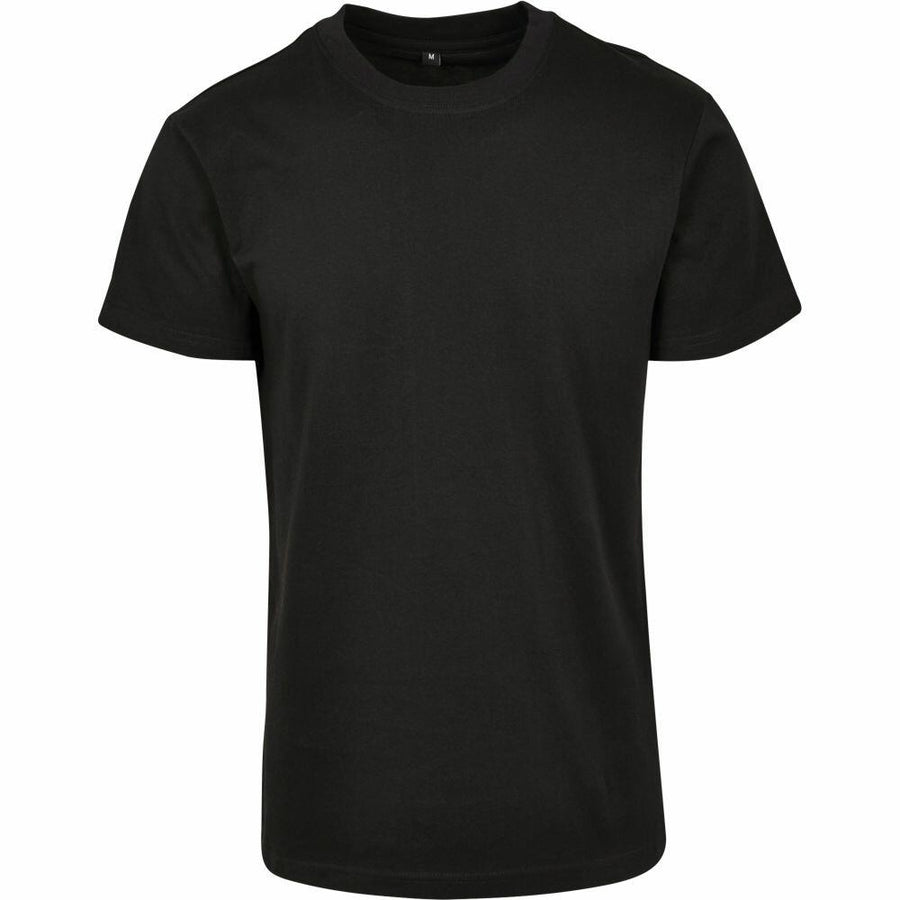 BY123 black T-shirt by Build Your Brand displayed on a white background.