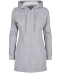 BY148, the gray zip-up hoodie by Build Your Brand, features two front pockets and a drawstring hood.