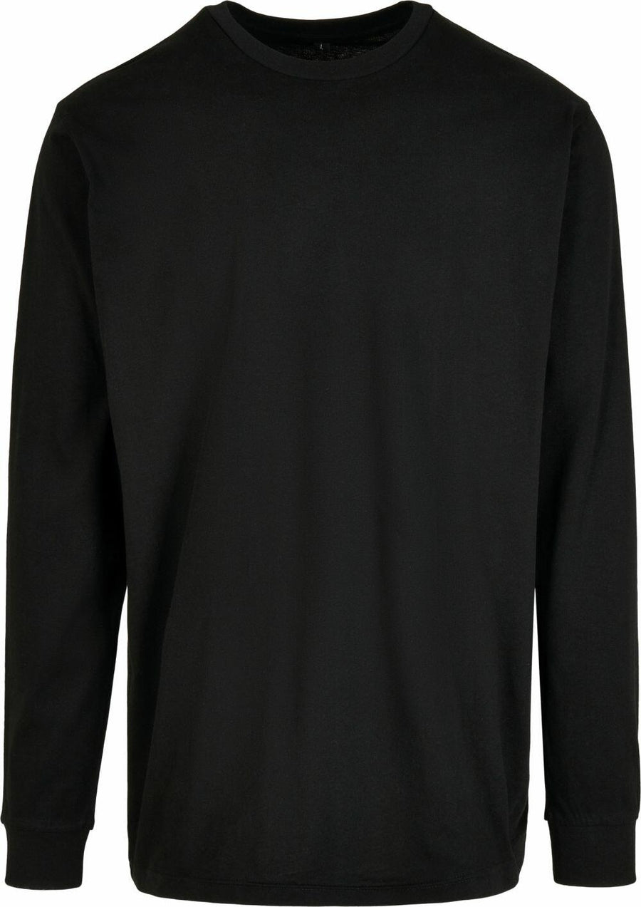 BY150, the black long-sleeve crewneck shirt from Build Your Brand, displayed on a white background.