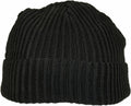 A black BY154 beanie hat by Build Your Brand featuring a folded brim.