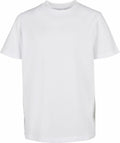 The BY158 by Build Your Brand is shown against a white backdrop. This plain white T-shirt features short sleeves and a round neckline, offering a simple and classic design.
