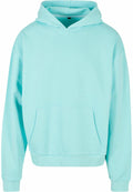 A Build Your Brand BY162 hoodie in plain light blue featuring a front pocket and hood.