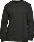 A plain black crewneck sweatshirt from Build Your Brand (Product Name: BY173) displayed on a white background.