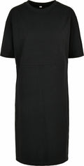 A plain black short-sleeve T-shirt dress by Build Your Brand, model BY181.