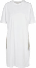 BY181 from Build Your Brand, a plain white T-shirt dress, showcased against a white background.