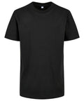 A plain black T-shirt short-sleeve t-shirt with a classic crew neck is displayed against a white background, featuring no visible logos or designs.