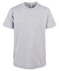 A plain, light grey short-sleeve crew neck T-shirt is shown on a white background. The shirt is simple and unadorned, featuring no visible logos or graphics.