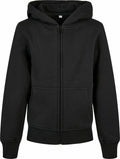 The BY188 from Build Your Brand is a black zip-up hoodie featuring a hood and front pockets.