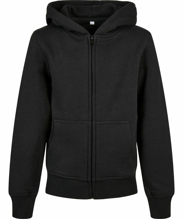 A black, front-zip hoodie with a hood and two front pockets, displayed against a white background. The product is the BY188 by Build Your Brand.