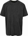 The BY189 T-shirt by Build Your Brand, featuring a plain, faded black design with short sleeves and a round neckline, is displayed against a white background.