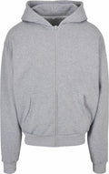 BY192 zip-up hoodie in gray featuring front pockets and a hood, by Build Your Brand.