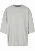 The BY193 T-shirt by Build Your Brand is an oversized, plain light gray tee featuring short sleeves and a round neckline.