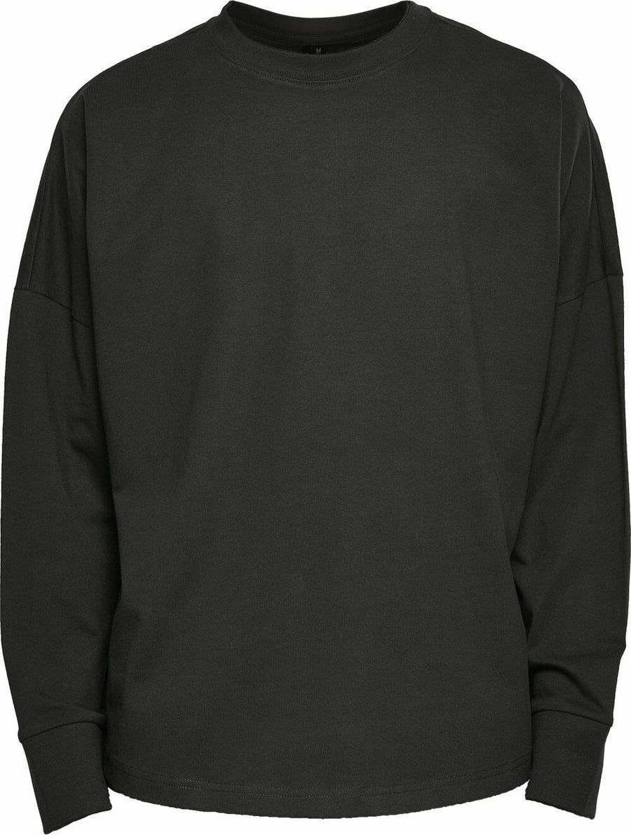 The BY198 long-sleeve sweatshirt from Build Your Brand in a plain dark green color, featuring a crew neck.