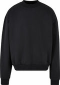 BY205 by Build Your Brand: A black crewneck sweatshirt featuring long sleeves and a minimalist design.