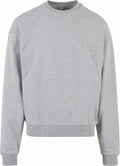 A plain crewneck sweatshirt in gray from Build Your Brand, model BY205.