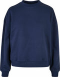 A BY212 sweatshirt by Build Your Brand, featuring a plain navy blue design with long sleeves and a crew neckline.