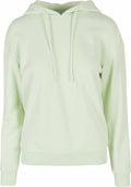 A light green BY213 hoodie from Build Your Brand, featuring long sleeves and a drawstring hood.