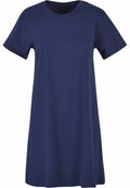 A plain navy blue T-shirt dress with short sleeves from Build Your Brand, Product Name: BY214.