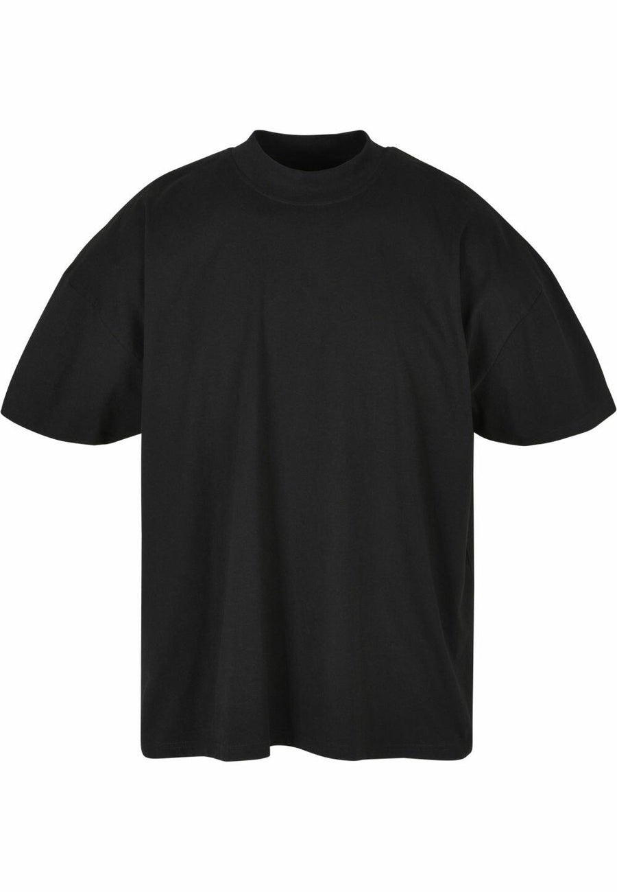 A plain black T-shirt with short sleeves and a crew neck from Build Your Brand, model BY230.