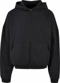 BY254 zip-up hoodie in black by Build Your Brand, featuring front pockets and a hood.