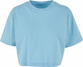 A Build Your Brand BY264 cropped, short-sleeve T-shirt in light blue set against a white background.