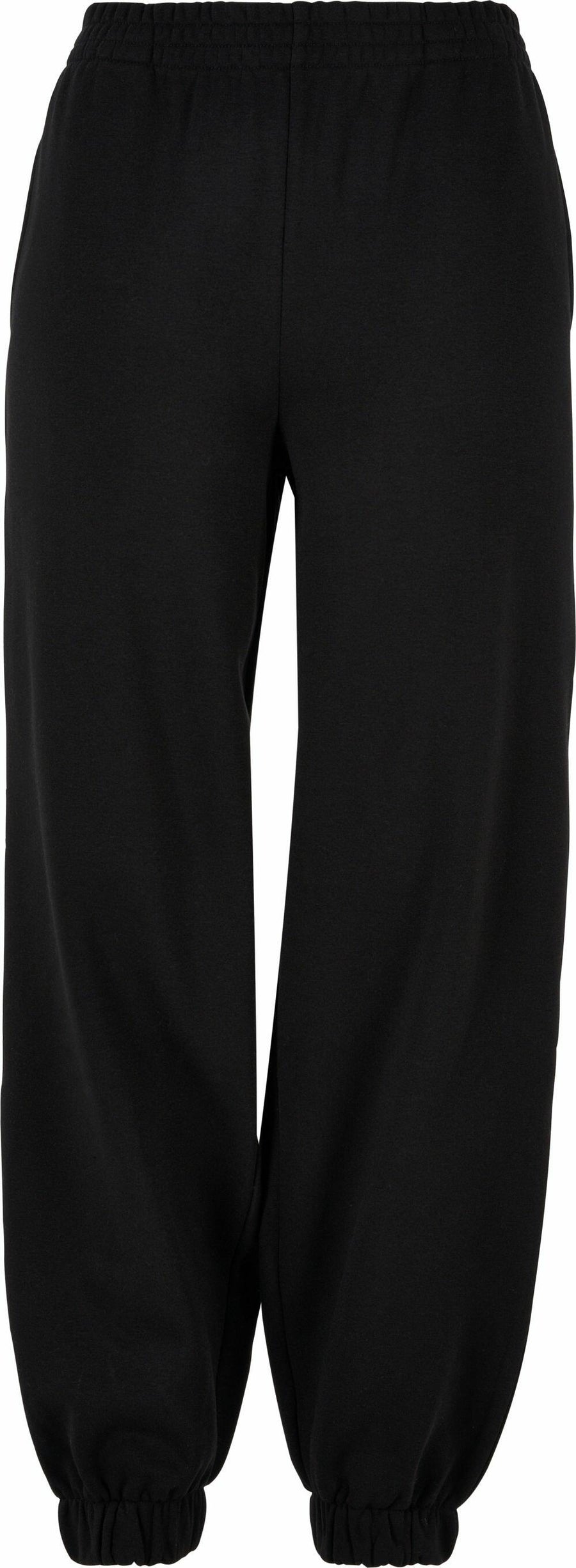 BY265 black sweatpants by Build Your Brand, featuring elastic cuffs and waistband, shown in front view.