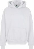 A BY268 hoodie by Build Your Brand, featuring a front pocket and drawstring hood, displayed on a white background.