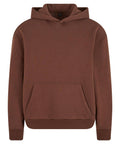 The Hoodies product is a plain brown jumper with a hood, front kangaroo pocket, and ribbed cuffs and hem, shown on a white background.