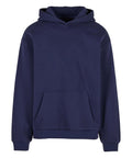 A navy blue Hoodies sweatshirt with a hood, long sleeves, front kangaroo pocket, ribbed cuffs and hem, shown against a white background.