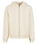 The Hoodies product is a cream zip-up hoodie with a hood, front zip, and two front pockets, shown against a white background.