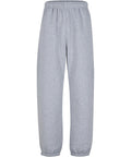 Tracksuit bottoms in plain light grey featuring an elastic waistband and ankle cuffs, shown against a white background.