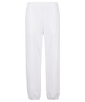 The Sweatpants feature a plain white design with an elasticated waistband and cuffs, displayed against a white background.