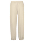 Sweatpants in plain beige, featuring an elasticated waistband and elasticated cuffs, shown against a white background.