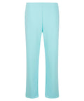 Trackwear light blue trousers feature a straight leg cut and an elasticated waistband, with no visible pockets, shown against a white background.
