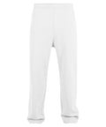 Trackwear white tracksuit bottoms displayed against a plain white background, shown from the front. Featuring an elasticated waistband, relaxed fit, and slightly gathered hems at the ankles.