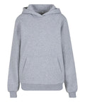 The Hoodie is a light grey hooded sweatshirt with a front kangaroo pocket and ribbed cuffs and hem, shown on a white background.