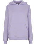 The Hoodies product is a plain, light purple hooded jumper featuring a front pocket and ribbed cuffs and hem, displayed against a white background.