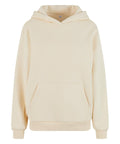 The Hoodies sweatshirt features a plain, light beige design with long sleeves, a hood, kangaroo pocket, and ribbed cuffs and hem, shown on a white background.