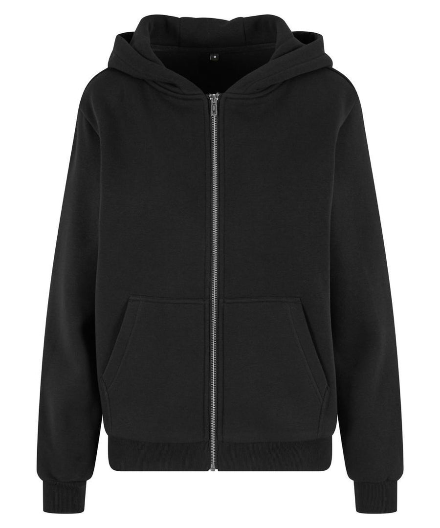 The Hoodies product is a plain black zip-up hoodie featuring a hood, front zip, and two front pockets, shown against a white background.