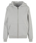 The Hoodies product is a light grey zip-up hoodie featuring a hood, front pockets, and ribbed cuffs and hem, shown against a white background.