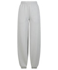 Sweatpants in light grey featuring an elasticated waistband and cuffs, displayed from the back on a plain white background.